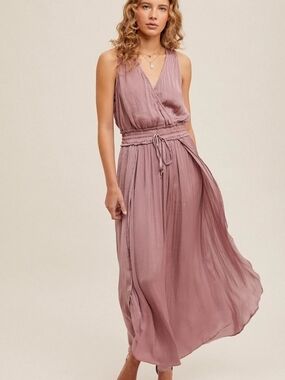 NWT Hem & Thread Mauve Sleeveless V-Neck Maxi Dress